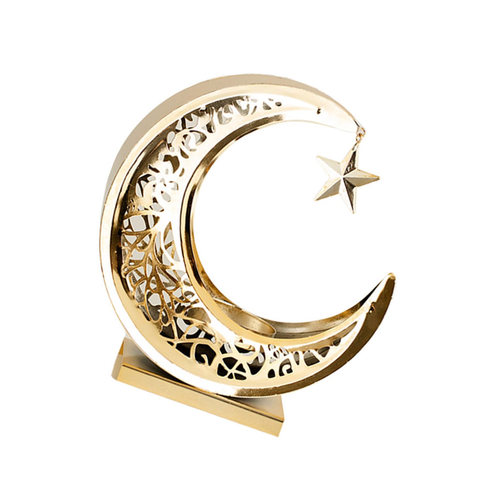 Tsophreniq 2 Carved Mooned Tealight Holder for Mantel Displays, Weddings, Festive Tabletop Decorations & Gifts Metal Home Decoration Accessories