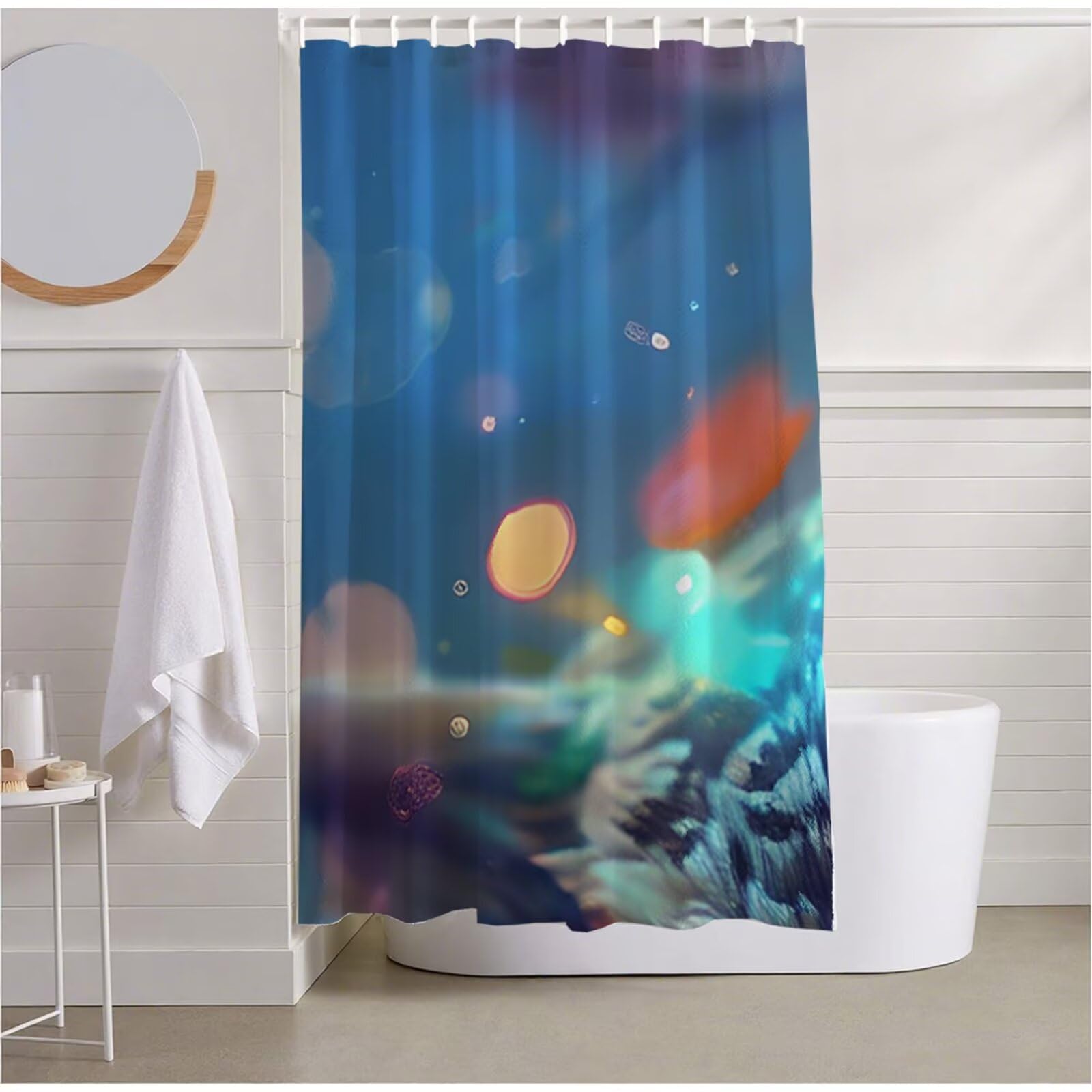 Rideau de douche abstrait 100x200 cm imperméable en polyester avec 12 crochets