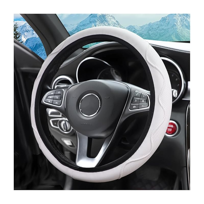Capa para volante zipelo em seda gelada, branca, para volantes de 36,8 a 38,1 cm, Style2-White, 1 unidade