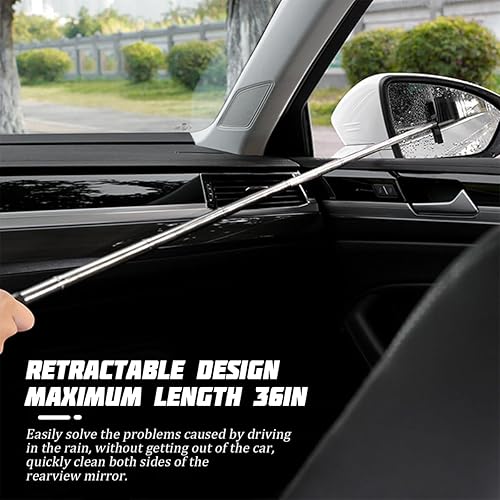Miniatura 4 de AICEL Escobilla de limpiaparabrisas para espejo retrovisor con mango largo telescópico, limpiador retráctil de ventana pequeña, herramienta de