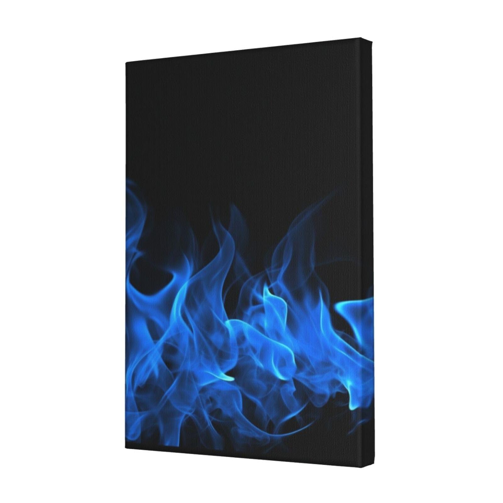 KLOPH Blue Flame Canvas Wall Art for Living Room 12"x18" Modern Artwork Painting for Bathroom Hanging Canvas Prints Aesthetic Wallart for Bedroom Kitchen Office Wall Decor