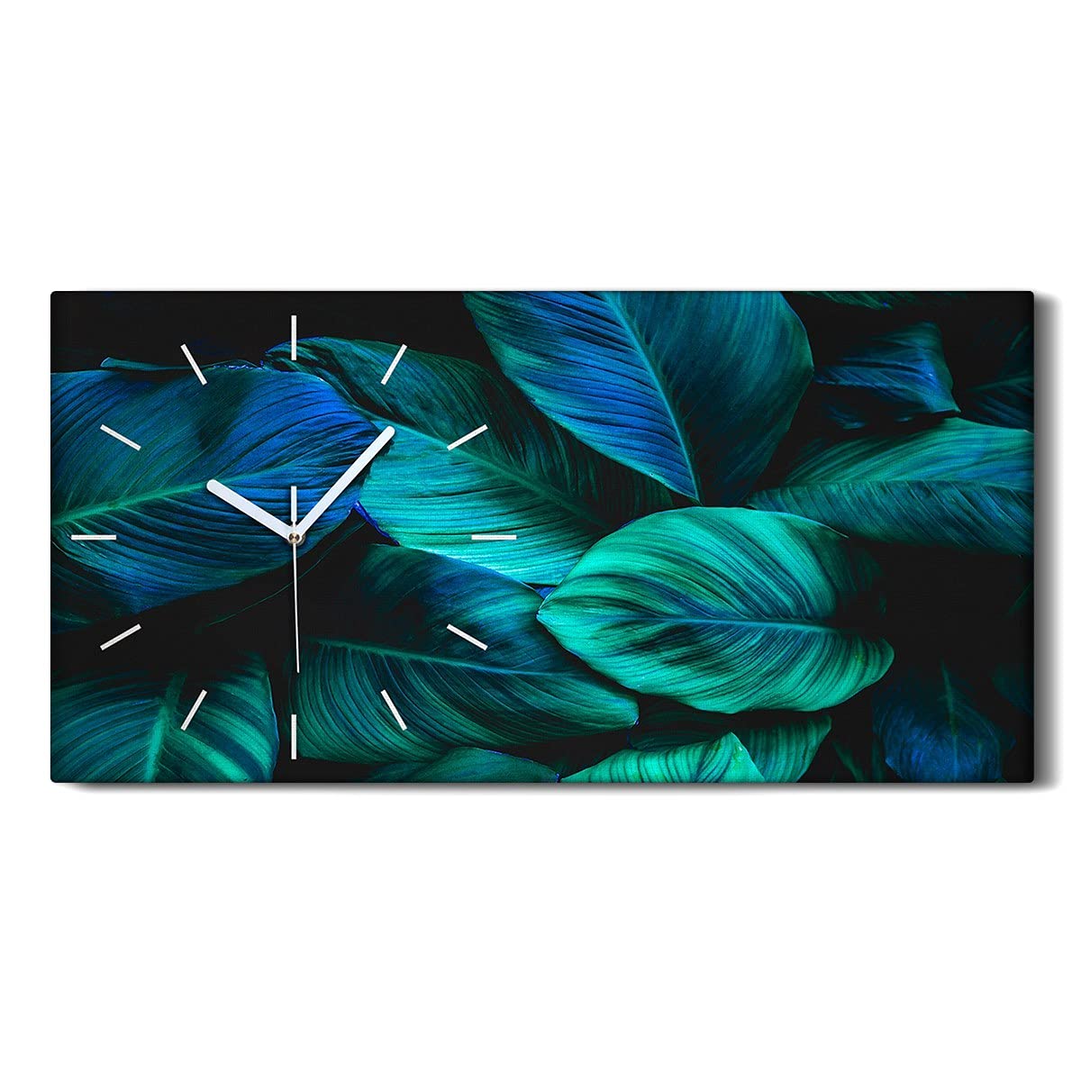 Horloge sur Toile Fleurs 60x30cm - Cadre Mural Silencieux