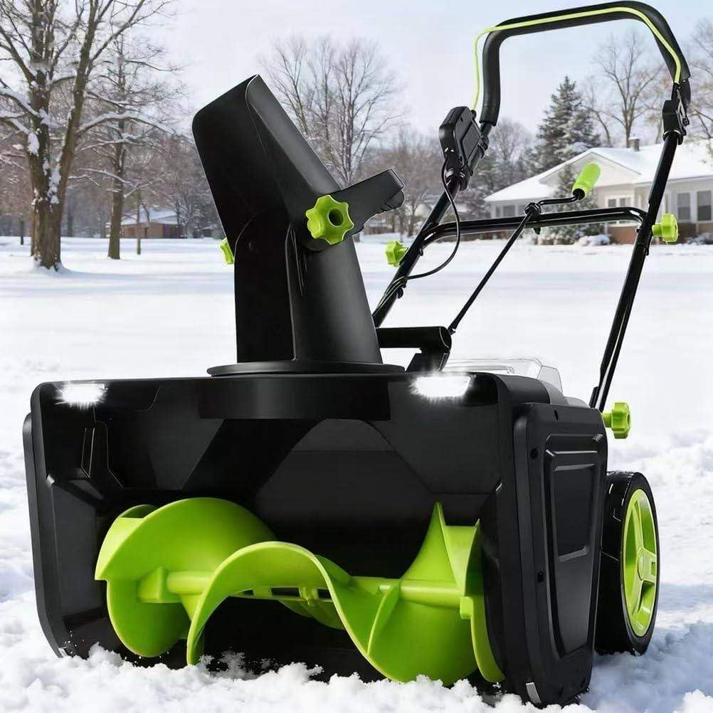 40V Cordless Walk-Behind Snow Thrower, 3500W Snow Blower with Dual LED Lights, 180° Rotating Chute, 50cm/20in Clearing Path & 25cm/10in Depth, for Residential & Commercial Snow Removal 4Batteries