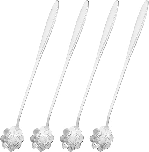 uxcell 4 cucharas de flores de acero inoxidable de 7 pulgadas de mango largo, cucharadita de flor de sol, cucharadita de helado, cucharas de café uxcell 4 cucharas de flores de acero inoxidable de 7 pulgadas de mango largo, cucharadita de flor de sol, cucharadita de helado, cucharas de café