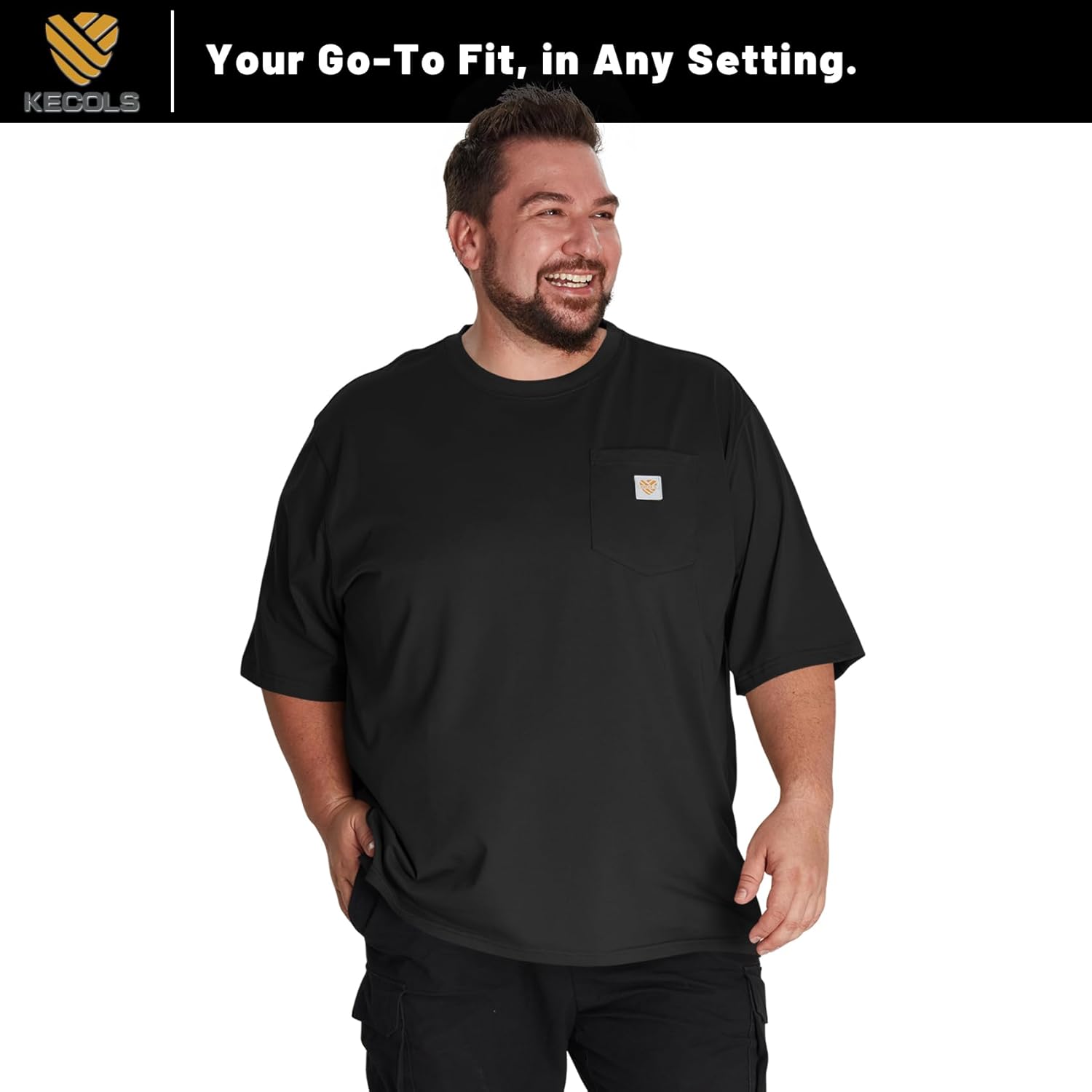 Men's Loose Fit Thick Work T-Shirts Soft Short Sleeve Pocket Tee(Tall & Regular) - Image 5