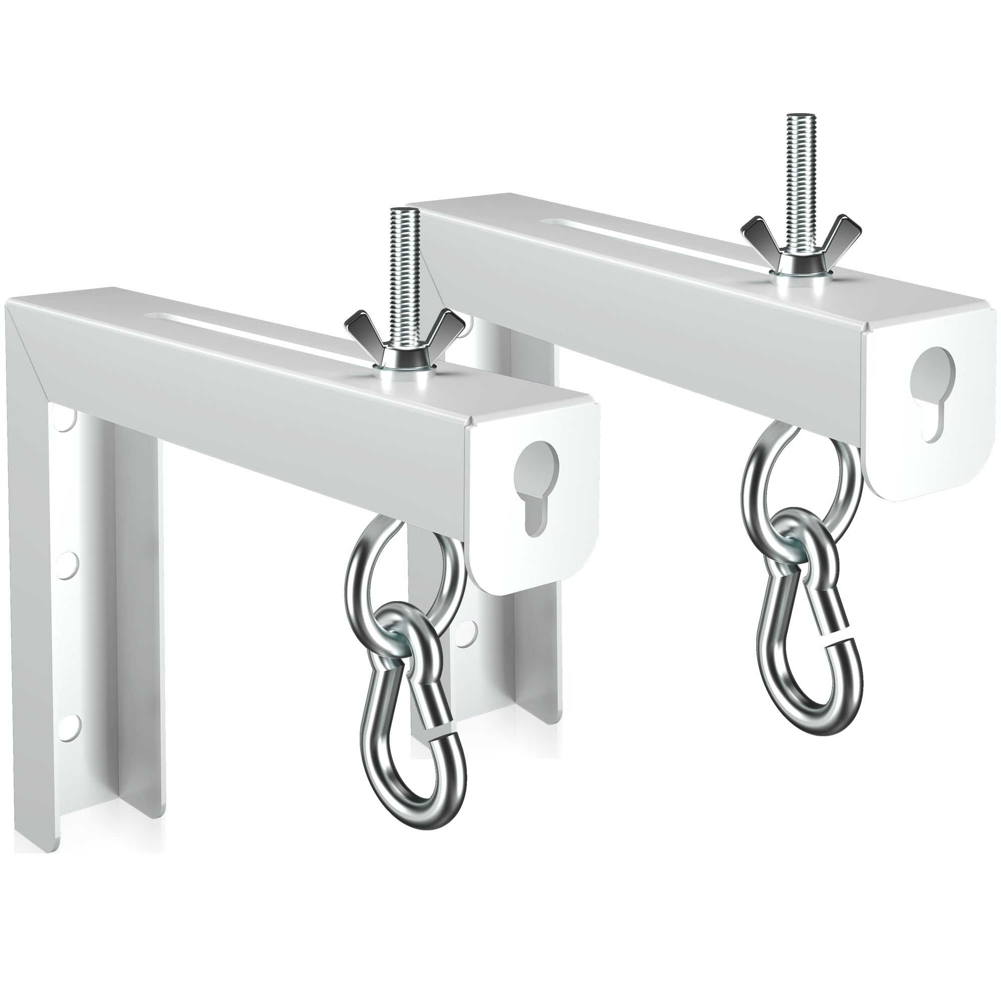 XINLEI Universal Projector Screen Wall Mount L-Brackets Hanging Ceiling Mount, 6 inch Adjustable Extension with Hook for Home Projector and Movie Screens, Hold up to 66 lbs, White PRL003W