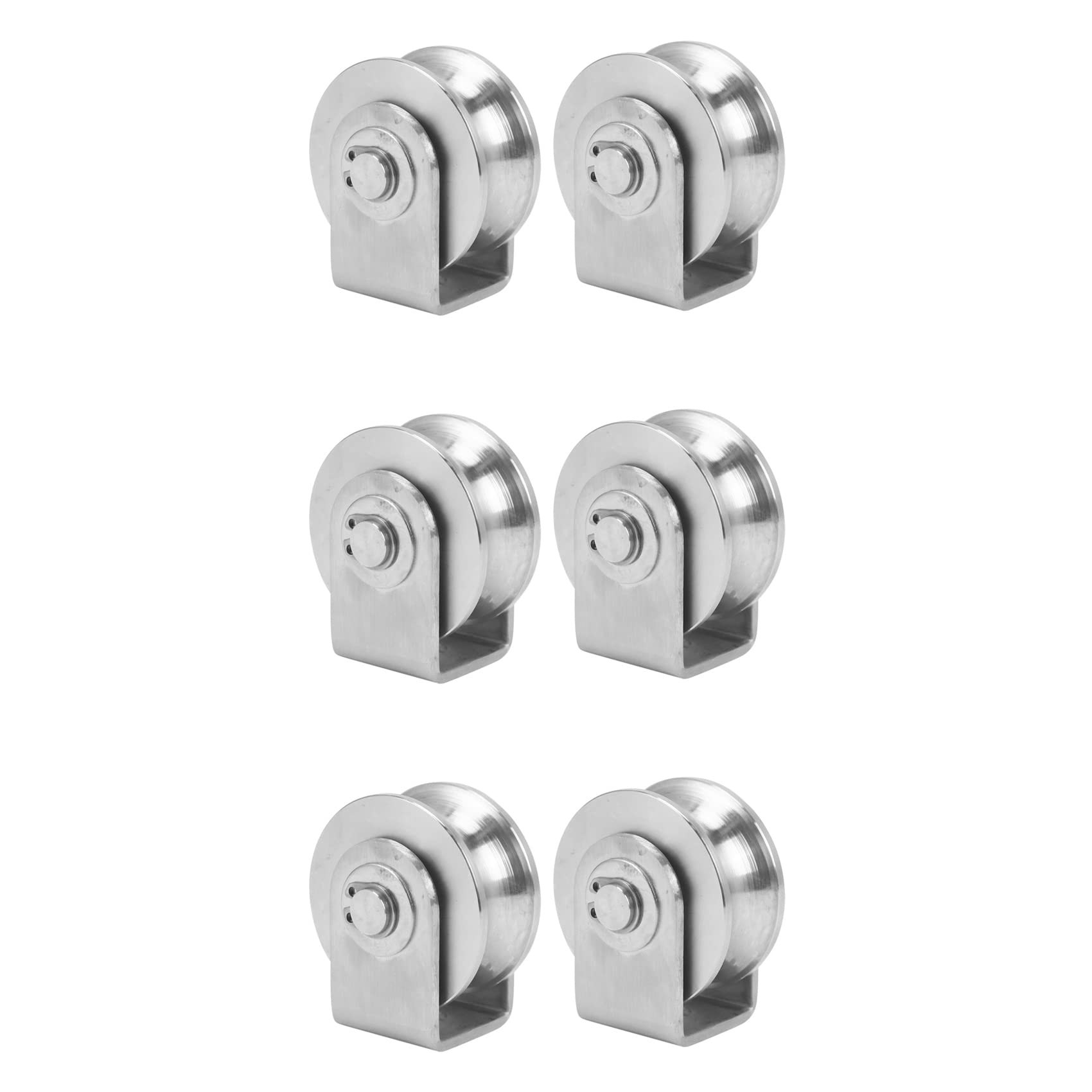 Jnchdghwa 6pcs 2 Inch Roller Wheel Bearings U Groove Pulley Wheels Detachable Heavy Duty Grooved Wheel