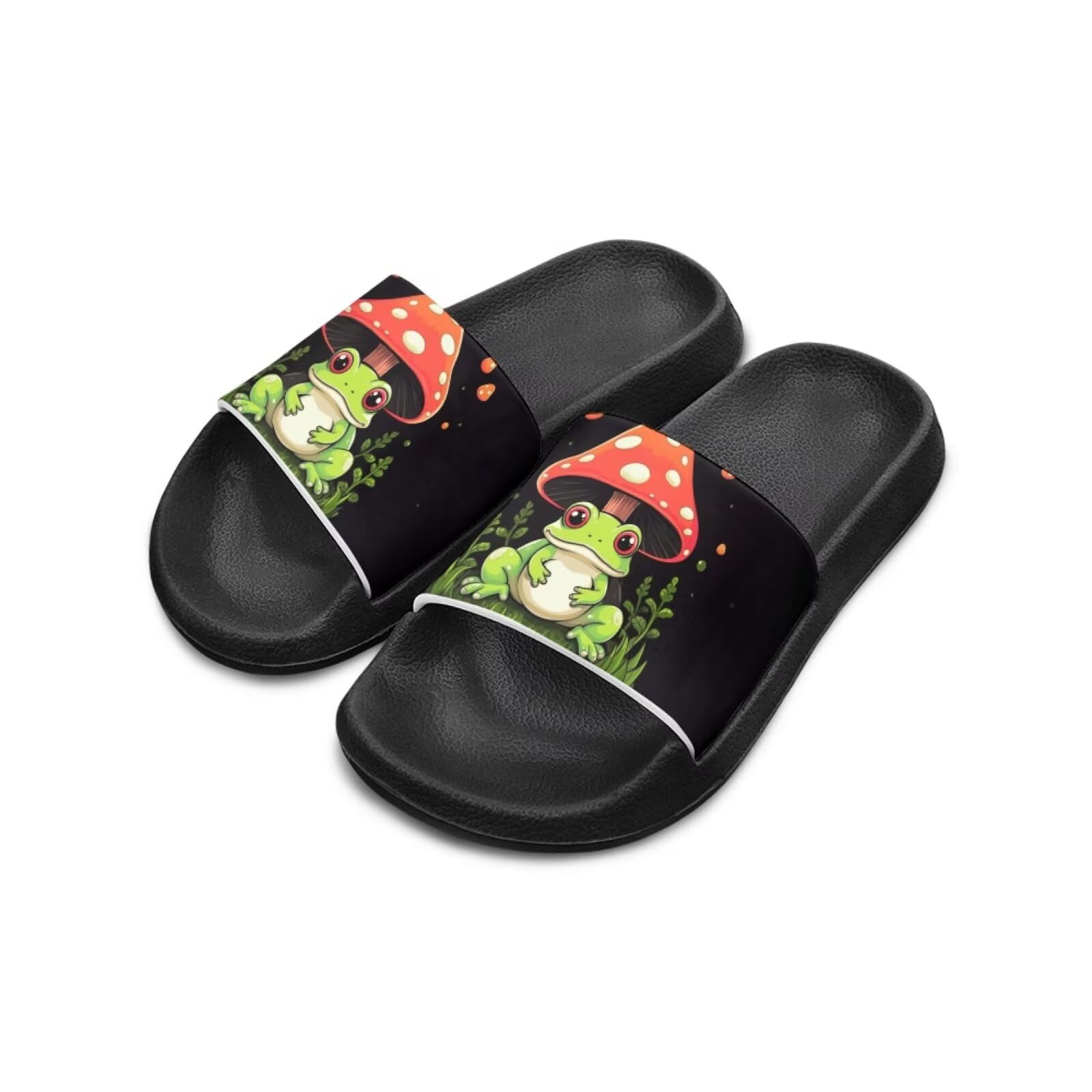 xixirimido Shower Slippers for Toddler Little Big Kids Slip-On Lightweight Pool Open Toe Sandals for Beach with EVA Sole