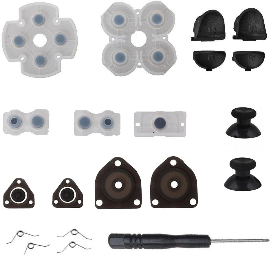 PS4 Controller Dualshock 4 Replacement Repair Kit, all Buttons Springs Thumb Grips
