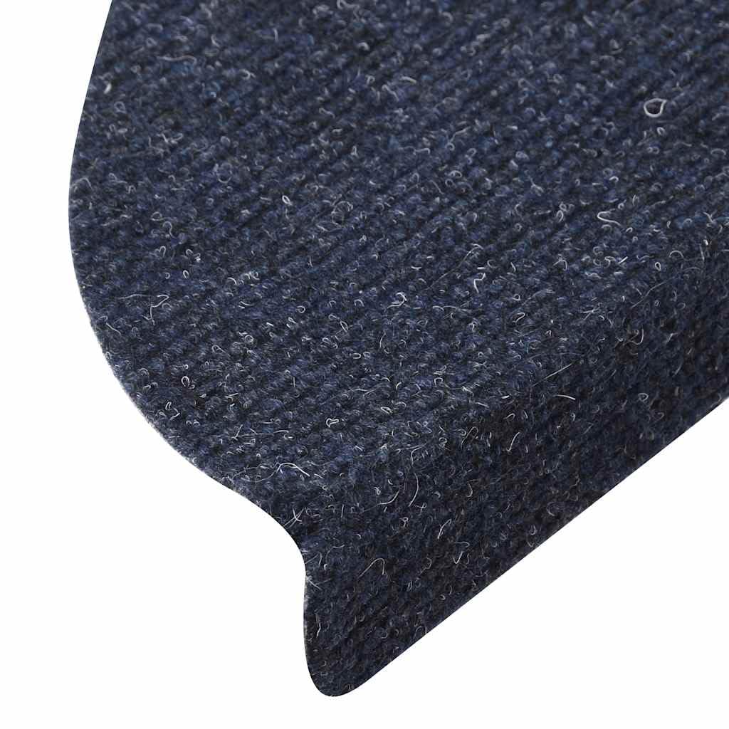 Alfombrillas autoadhesivas para escalones de fieltro punzonado, 15 unidades, 56 x 17 x 3 cm, color azul, antideslizantes, para escaleras de madera con tiras adhesivas, protección contra