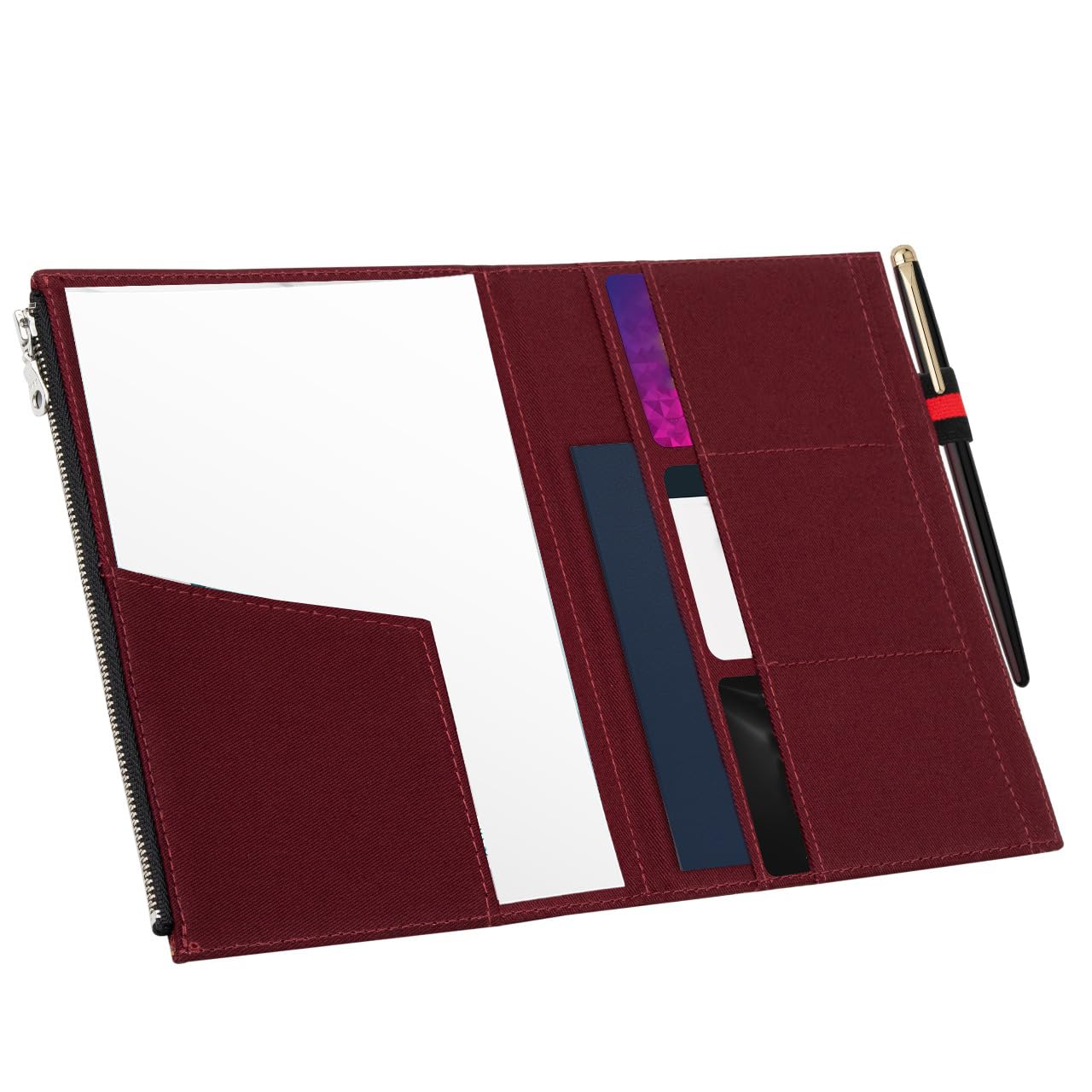 WANDERINGS Zipper Case Card Sleeve Holder Travelers Journal Accessory for Refillable Travel Journals - A5 Size - 5.25" x 8.25" - Durable 100% Cotton