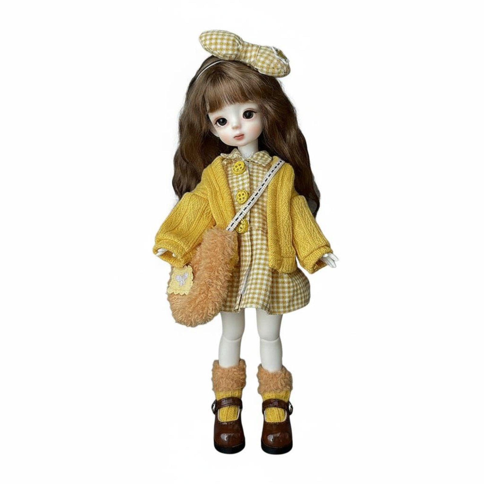 30cm Doll Clothes to-Wear Ensemble BJD Doll Outfit Set BJD Clothes Set for Hobbyists, Display Yellow Literary-image-31