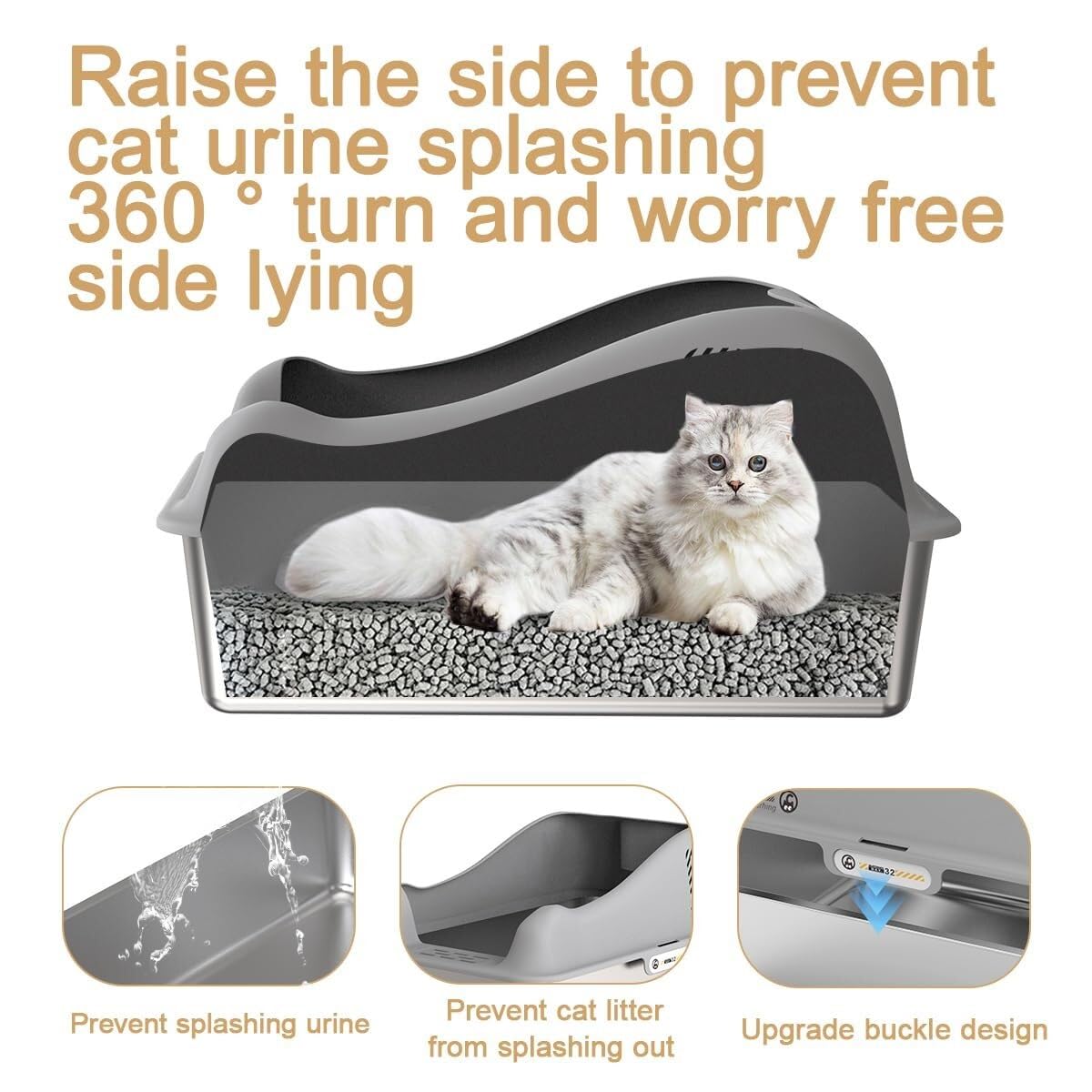 Spritzwassergeschtzte Katzentoilette mit Treppe: Bietet einfachen Zugang  und verhindert versehentliches Verschtten : Amazon.de: Haustier