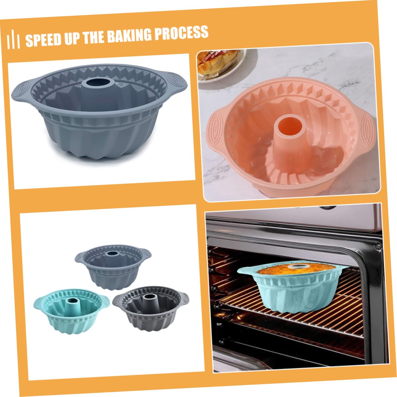 3piezas Moldes De Silicona para Pasteles Redondos Moldes De Chiffon y Mousse Asas para Hornear Casa Silicona De Alimenticio Nórdicos