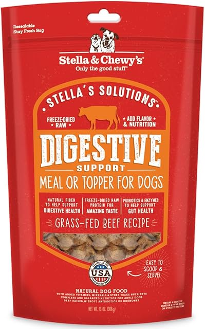 Stella & Chewy's Stella's Solutions Digestive Support Dîner de boeuf à l'herbe Morsels surgelés aliments pour chiens crus, 368g