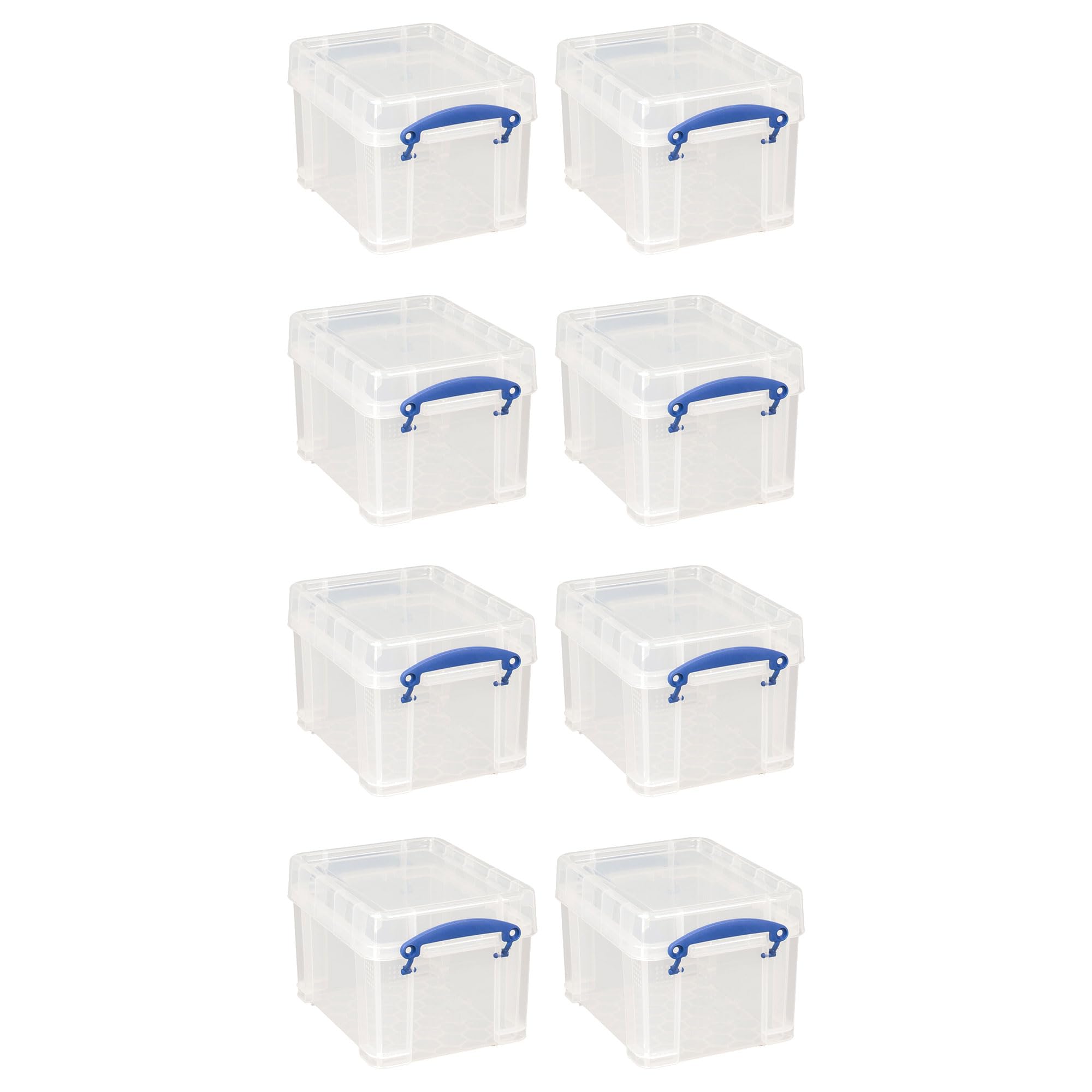 Really Useful Box Aufbewahrungsbehälter mit Schnappdeckel, Kunststoff, 3 l, für Musikaufbewahrung, Büro und allgemeine Organisation zu Hause, 8 Stück, transparent
