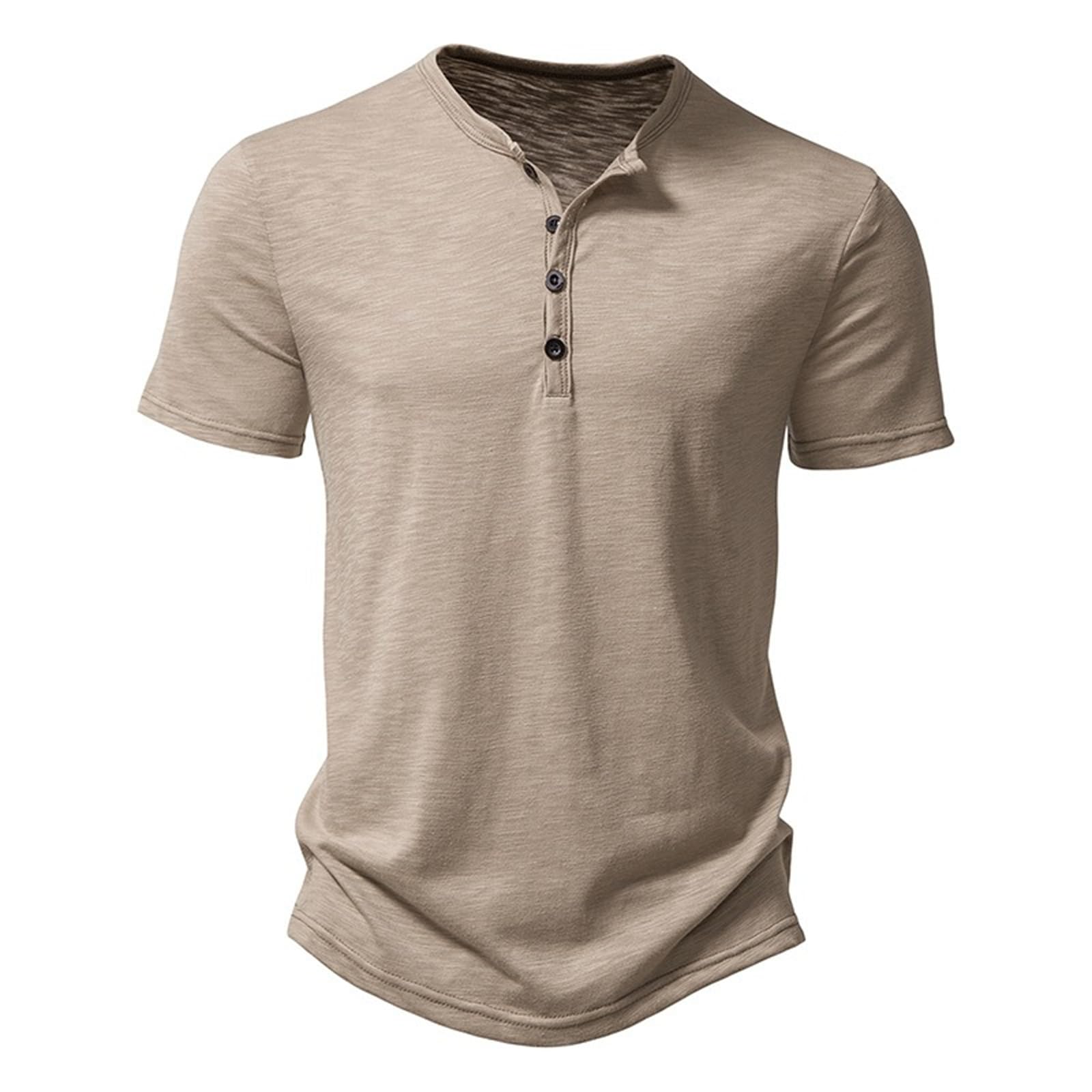 NJNJGO Henley-T-Shirt für Herren, lässig, 4 Knöpfe, kurzärmelig, Sommer, lässig, Sport