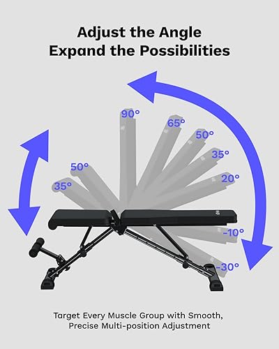 Miniatura 6 de AIRHOP Banco de pesas ajustable mejorado, prensa de banco para entrenamiento de cuerpo completo, ahorro de espacio de plegado rápido, banco de