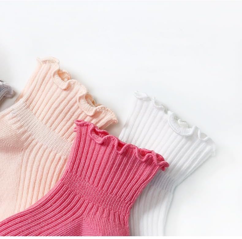 Miniatura 4 de Calcetines antideslizantes para bebés y niños pequeños, calcetines de tobillo antideslizantes para niñas pequeñas, con volantes, 6 pares