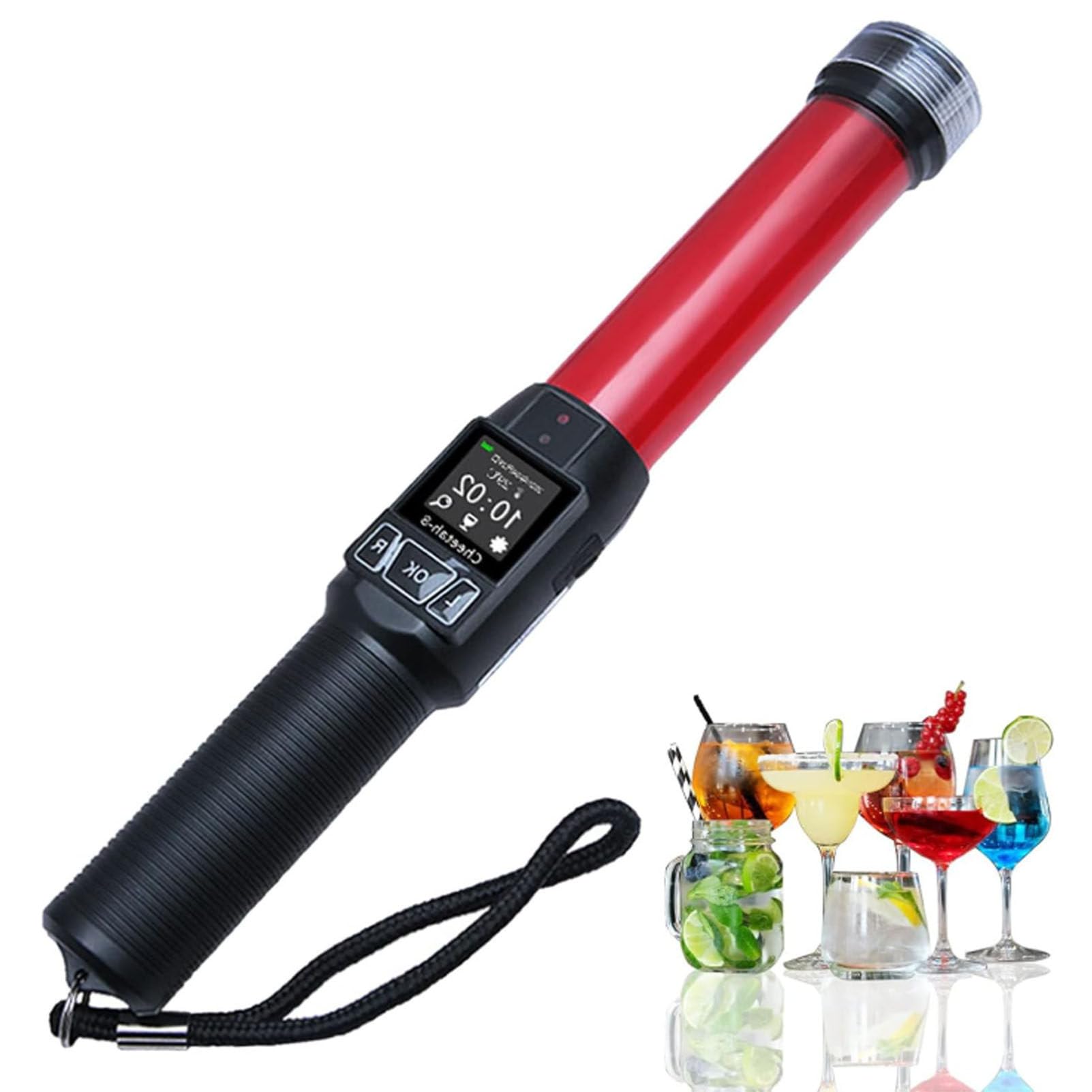 Alcoholímetro digital policial para detección de alcohol en la sangre, probador portátil de alcoholemia, prueba rápida de alcoholemia, apto para cualquier lugar, con silbato y luz de advertencia.