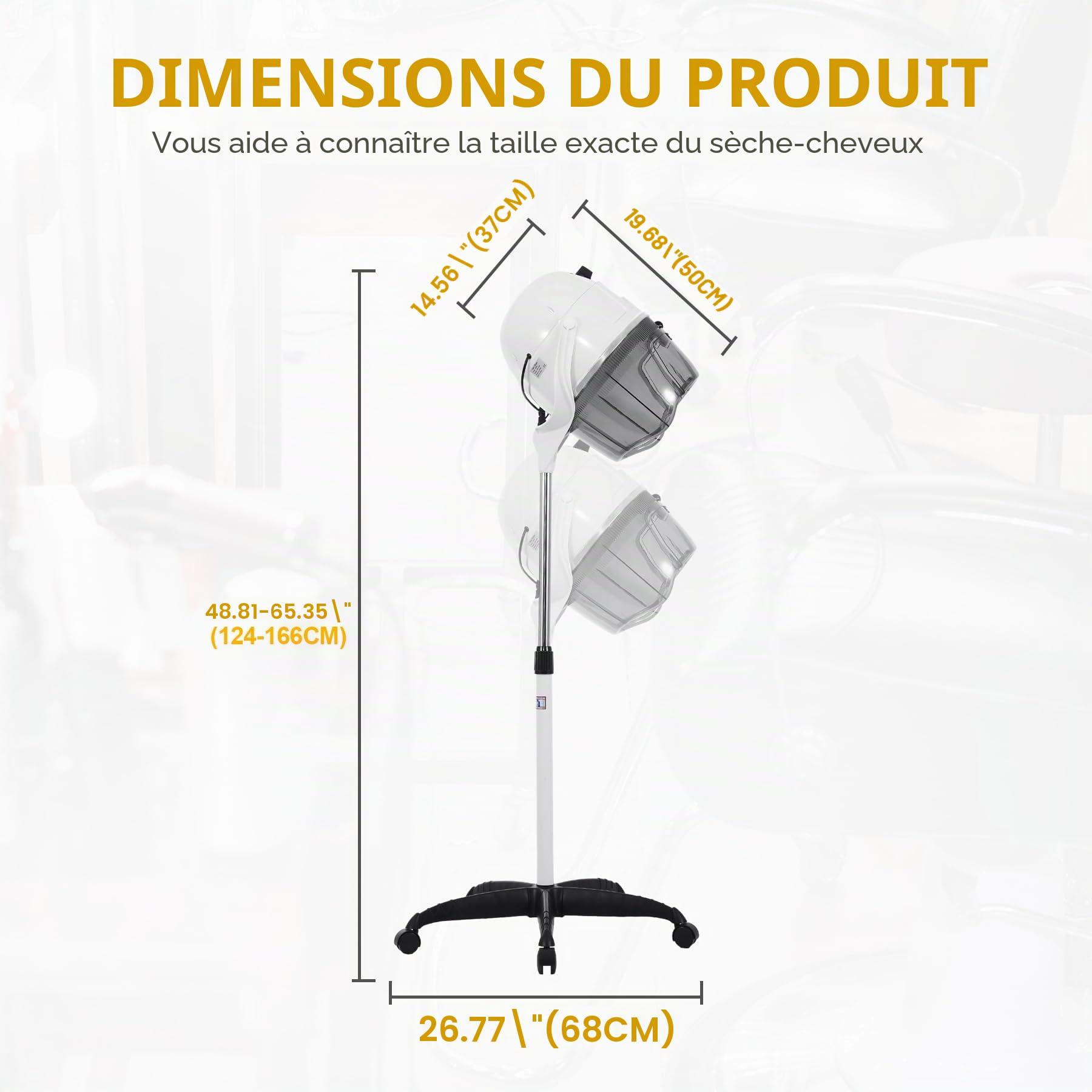 Casque Chauffant Professionnel sur pied, Casque Sèche-Cheveux avec Minuterie pour salon de Coiffure pour salon de Coiffure Spa, Blanc