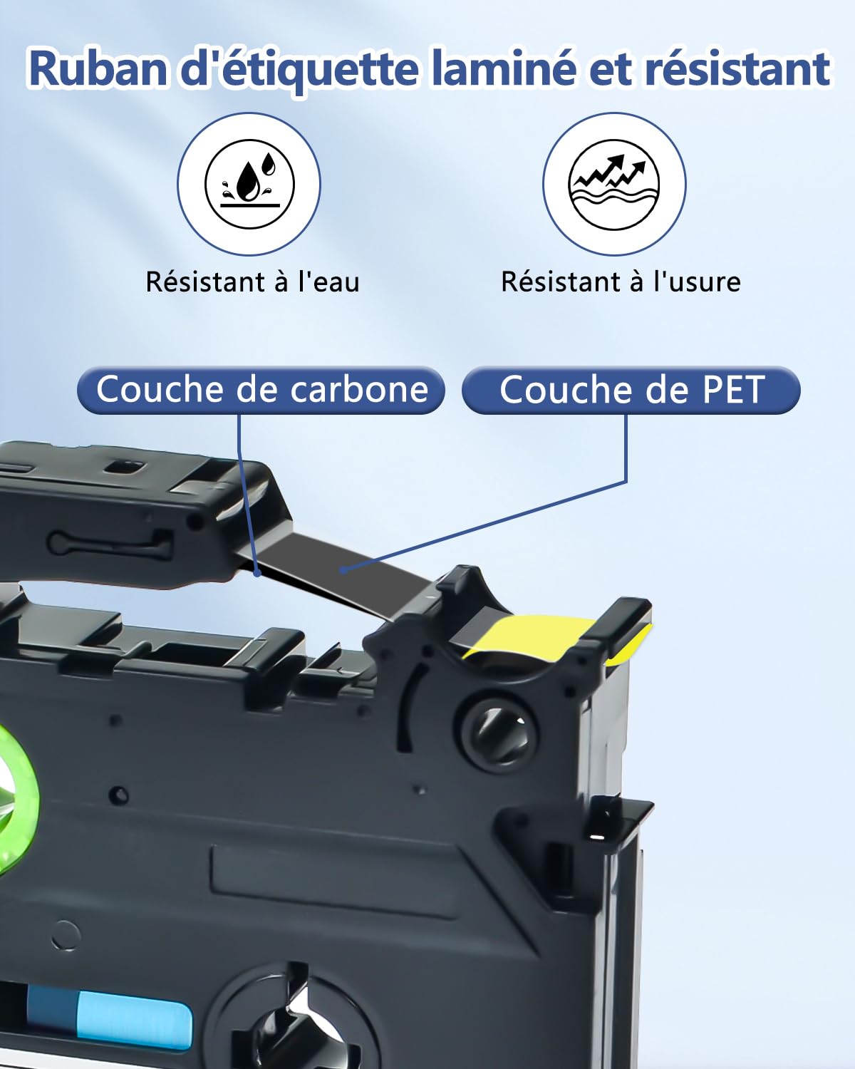 Cruxer Lot de 30 Compatible TZE-611 pour P-touch Noir sur Jaune 6 mm