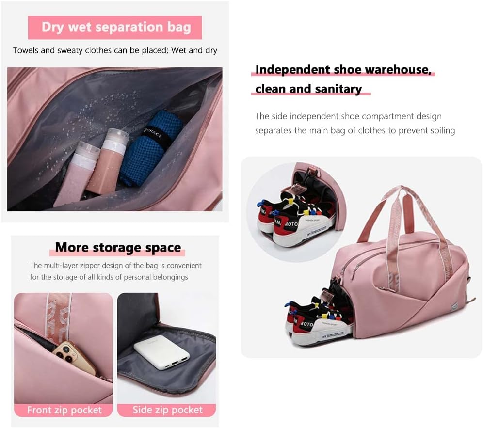 Unisex Wet and Dry Separation Gym Bag with Shoes Compartment,Pretty Girl Boy Bag for Yoga/Swimming/Weekend Getaway.