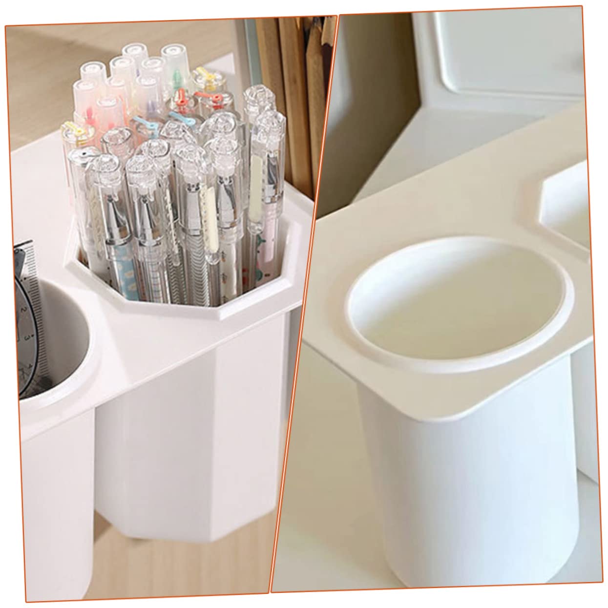 Portapenne da Scrivania a 3 Scomparti, 2 Pezzi, Plastico Bianco | Cassetti, Pulizia Facile, Design Semplice ed Elegante, Uso Versatile per Professionisti