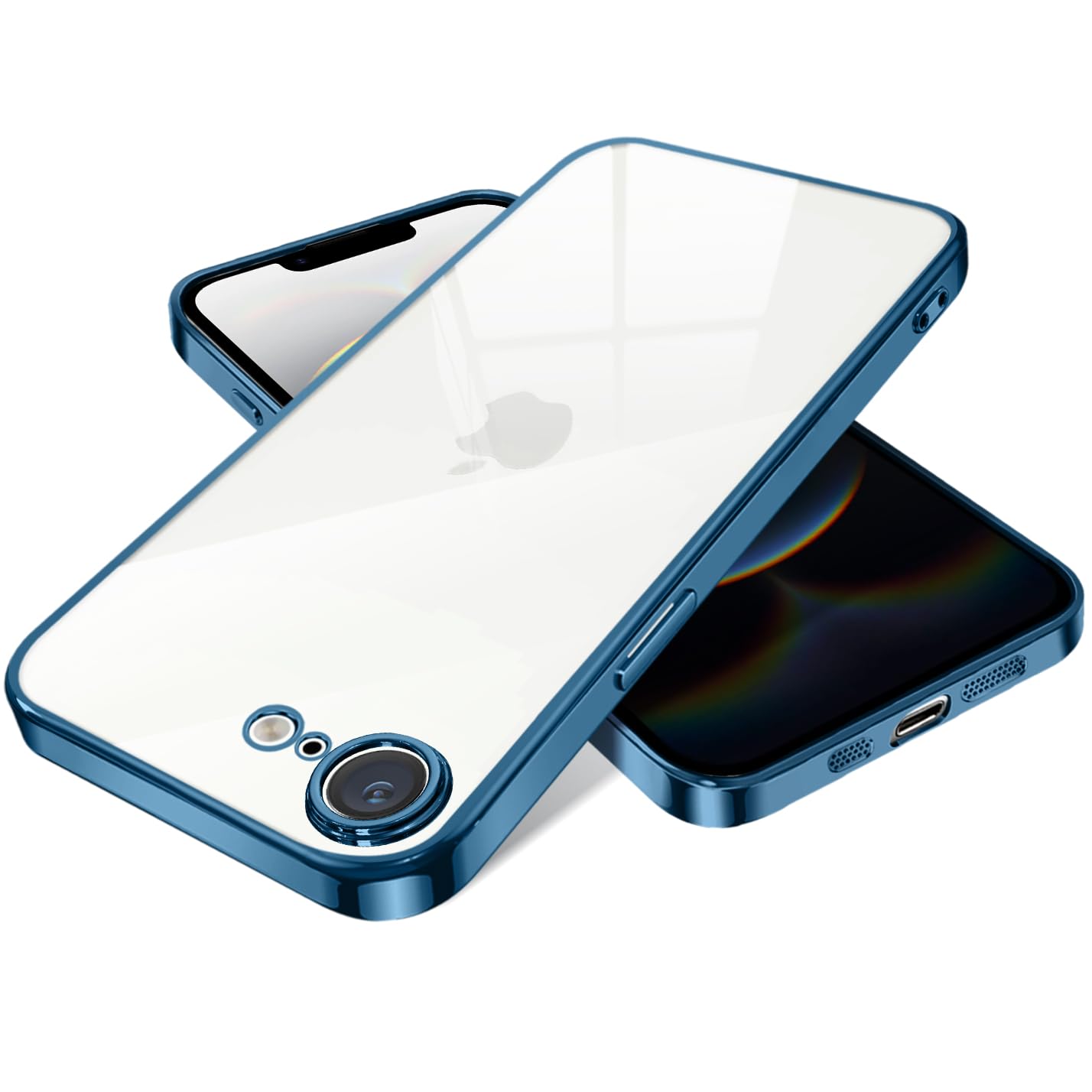 rusinaione 用の iPhone 16e/17e 用 ケース クリア アイフォン 16e/17e スマホケース 耐衝撃 薄型 米軍MIL規格 tpu カバー 人気(ブルー)