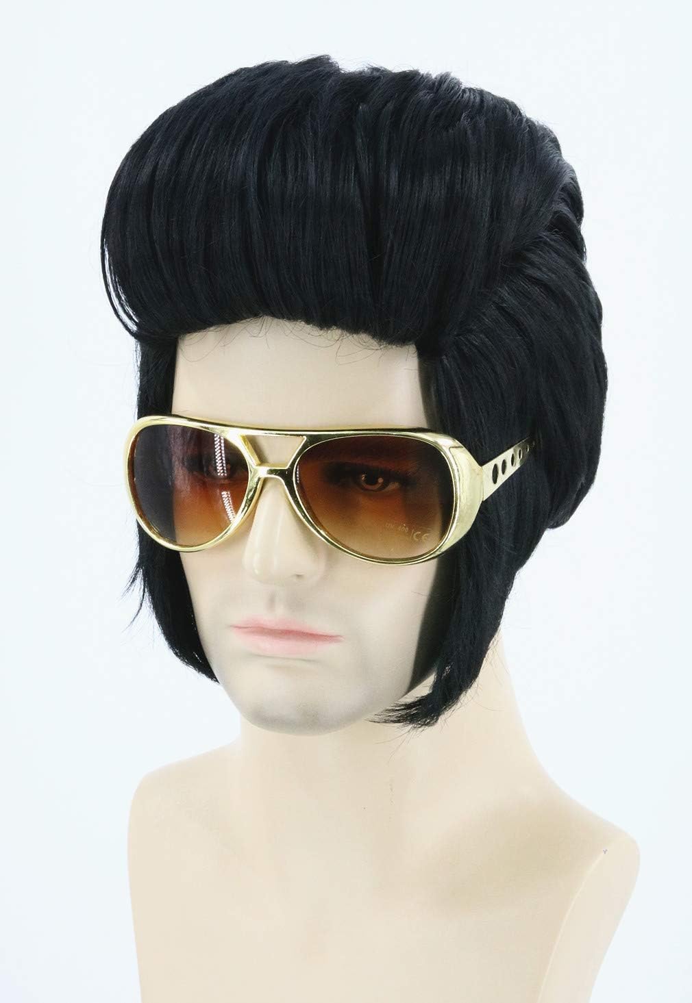 LeMarnia Men's Black Short Disco Wig for 50's Rock Style Cosplay Halloween Costume Party Wig (Excluding Glasses) - Image 2