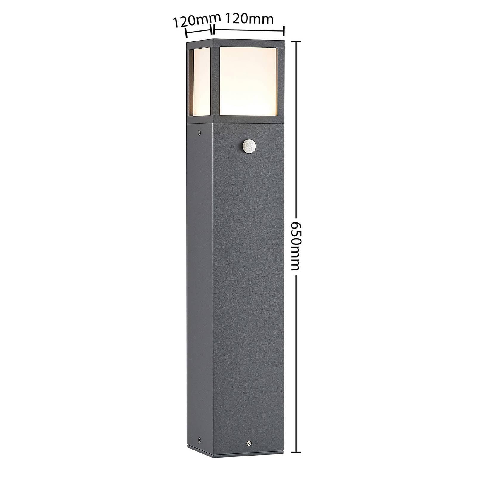 Lucande LED Außenleuchte Dewari mit Bewegungsmelder (spritzwassergeschützt (Modern) in Alu aus Aluminium (1 flammig,) - Wegeleuchte Pollerleuchte Wegelampe Sockelleuchte