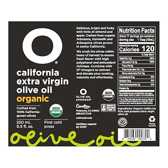 زجاجة زيت زيتون بكر من كاليفورنيا عضوي 8.5 Fl Oz by O Olive