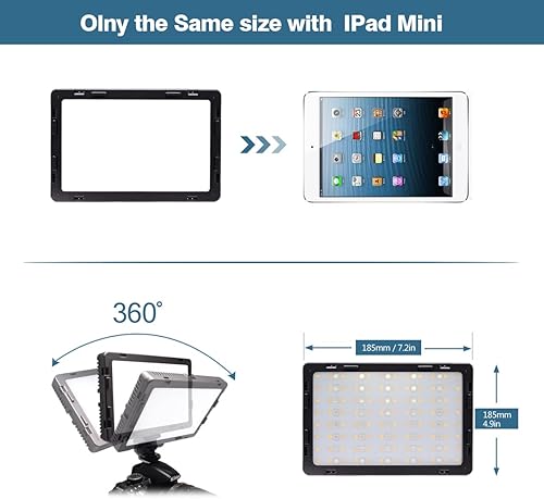 Miniatura 5 de Mcoplus Air-1000b 160pcs Panel de luz suave, luz de video LED portátil, brillo regulable bicolor 3200K-5500K para cámara réflex digital Canon Nikon