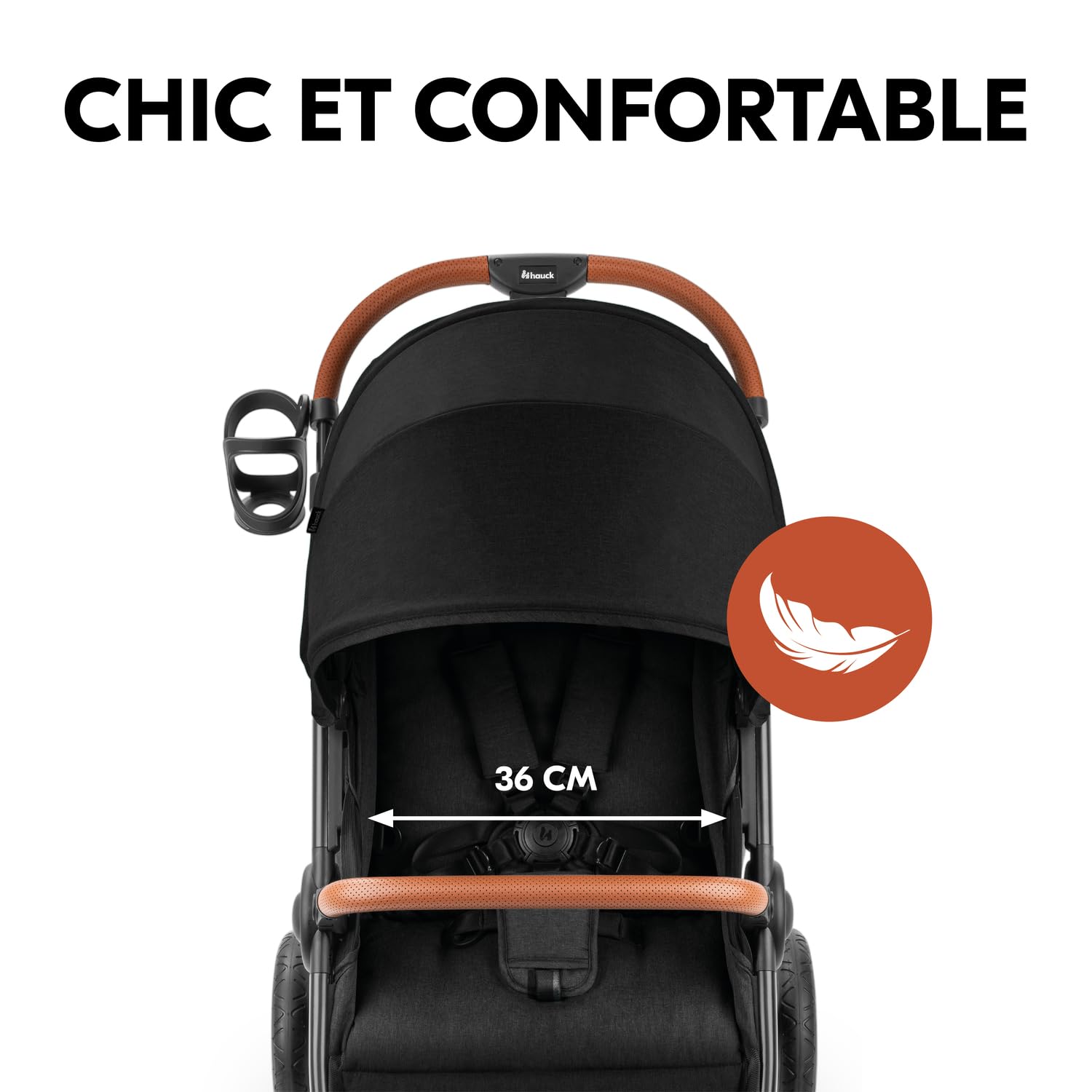hauck Uptown Poussette Compacte Noir Chiné – dès la Naissance avec Dossier Inclinable, Siège Large jusqu’à 22 kg, Roues Caoutchouc, Suspension, UV 50+, Pliable, Hauteur Réglable, Grand Panier