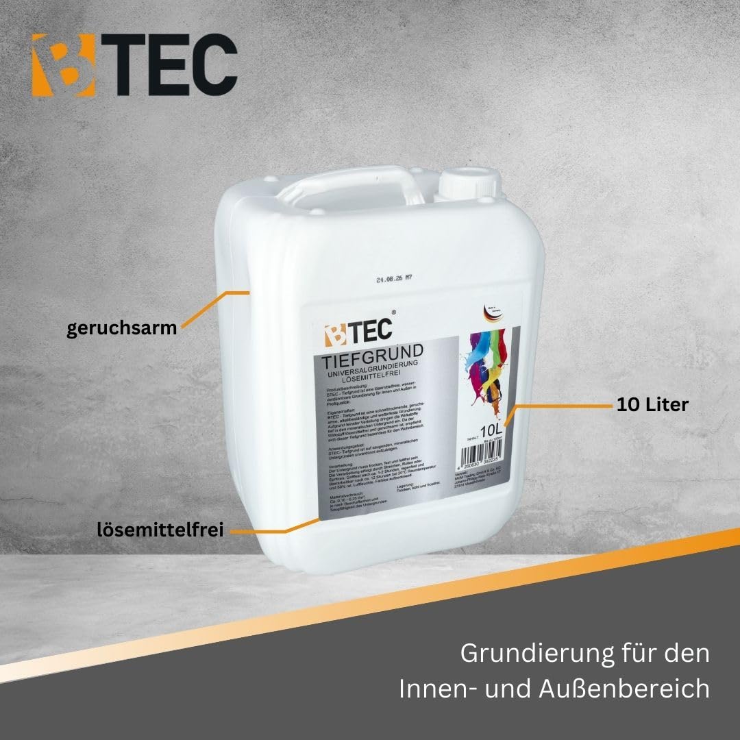 BTEC Tiefgrund 10 Liter LF Haftgrund Tiefengrund Universalgrundierung 1173 für Innen- und Außen gebrauchsfertig für 100m²
