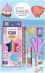 KIT LÁPIS DE COR 12 CORES FUNDO DO MAR C/ 6 KITS LEO&LEO