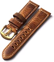 HYOPBSCN WCC00816 Handmade Head Layer Cowhide Leather Watch Bracelet 20 21 22 24MM Brown Bronze, Italian Men Watchband