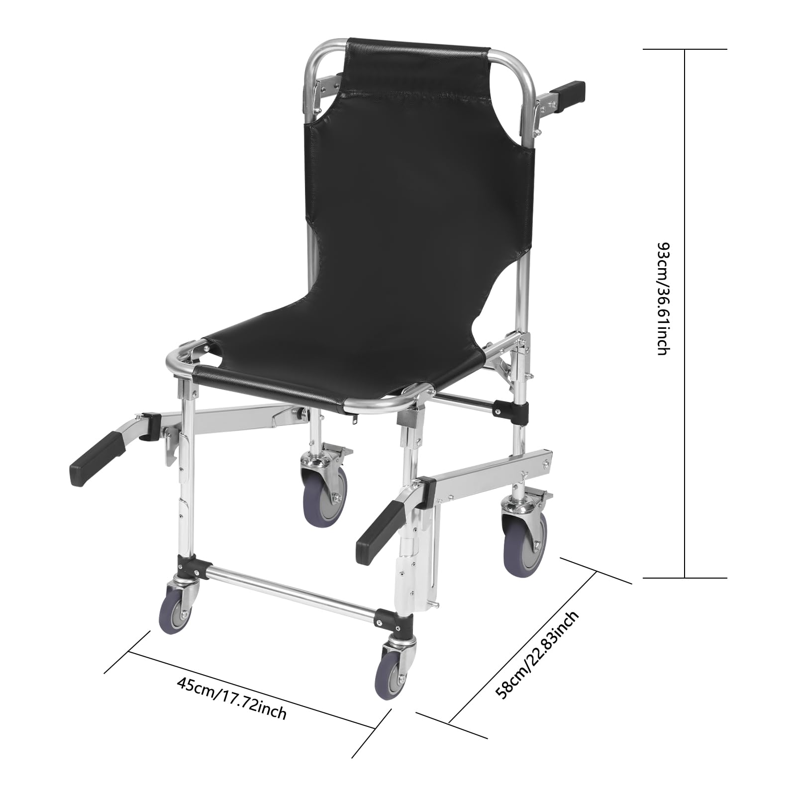Silla de ruedas plegable para subir escaleras,Silla plegable de escaleras de emergencia,Silla de escalera de transporte plegable,Capacidad de carga máxima: 160 kg, para hogares de ancianos, bomberos