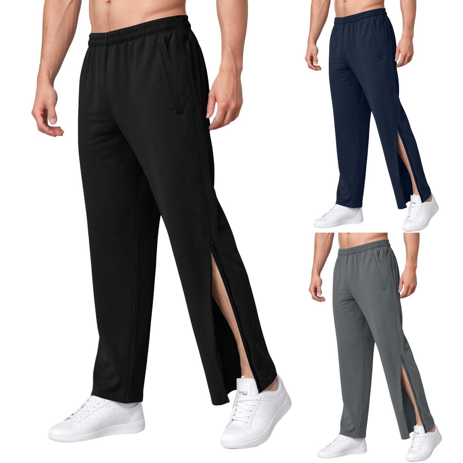 Spodnie rehabilitacyjne męskie spodnie treningowe z zamkiem błyskawicznym na całej długości spodnie dresowe spodnie sportowe spodnie sportowe spodnie dresowe spodnie sportowe kieszeń