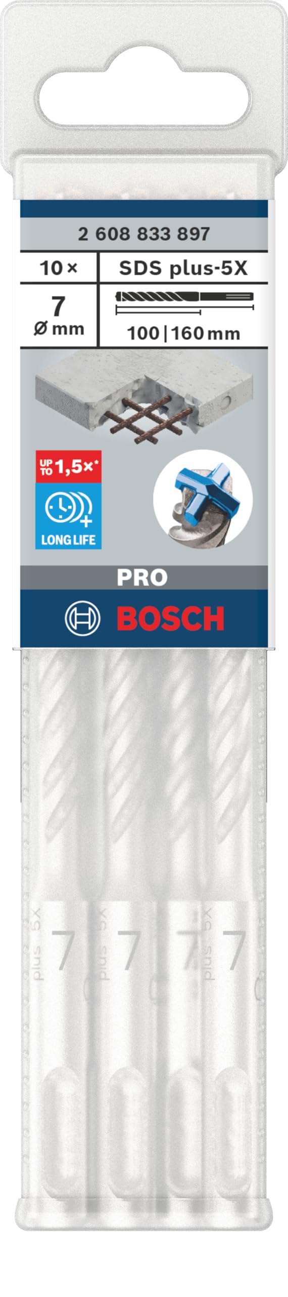 Bosch SDS-Plus-5X Kırıcı Delici Ucu, 7 * 160 mm, 10 Adet