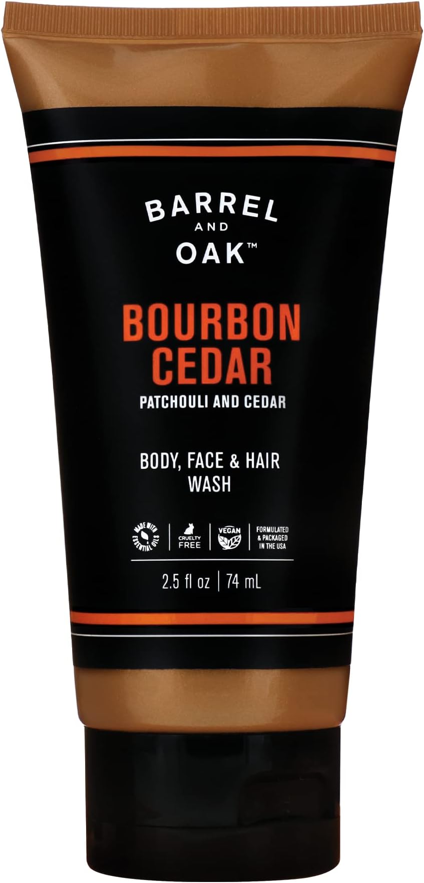 Olivina Men Hair, Face & Body All-in-One Wash, Bourbon Cedar, 2.5 Fluid Ounce