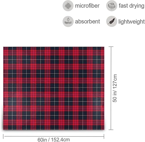 Miniatura 3 de KLL Manta para sofá de Navidad con diseño de cuadros escoceses, color rojo y crema, manta cómoda y cálida para todas las estaciones, 50 x 60