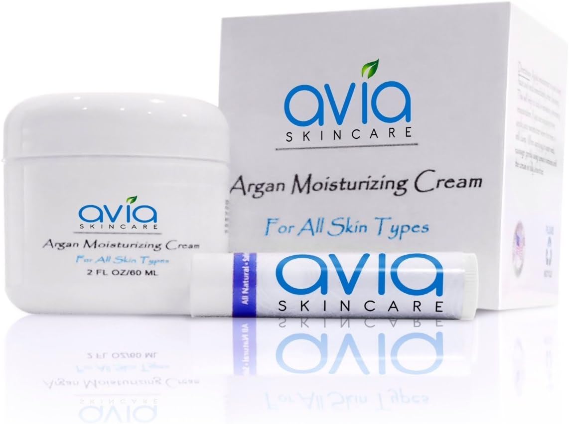 Argan Oil Moisturizer and Free Beeswax Lip Balm-Lightweight Natural Face Cream-Moisturizes and Soothes-Use Daily on Dry, Normal, Oily and Sensitive Skin-Fragrance Free-Made in the USA