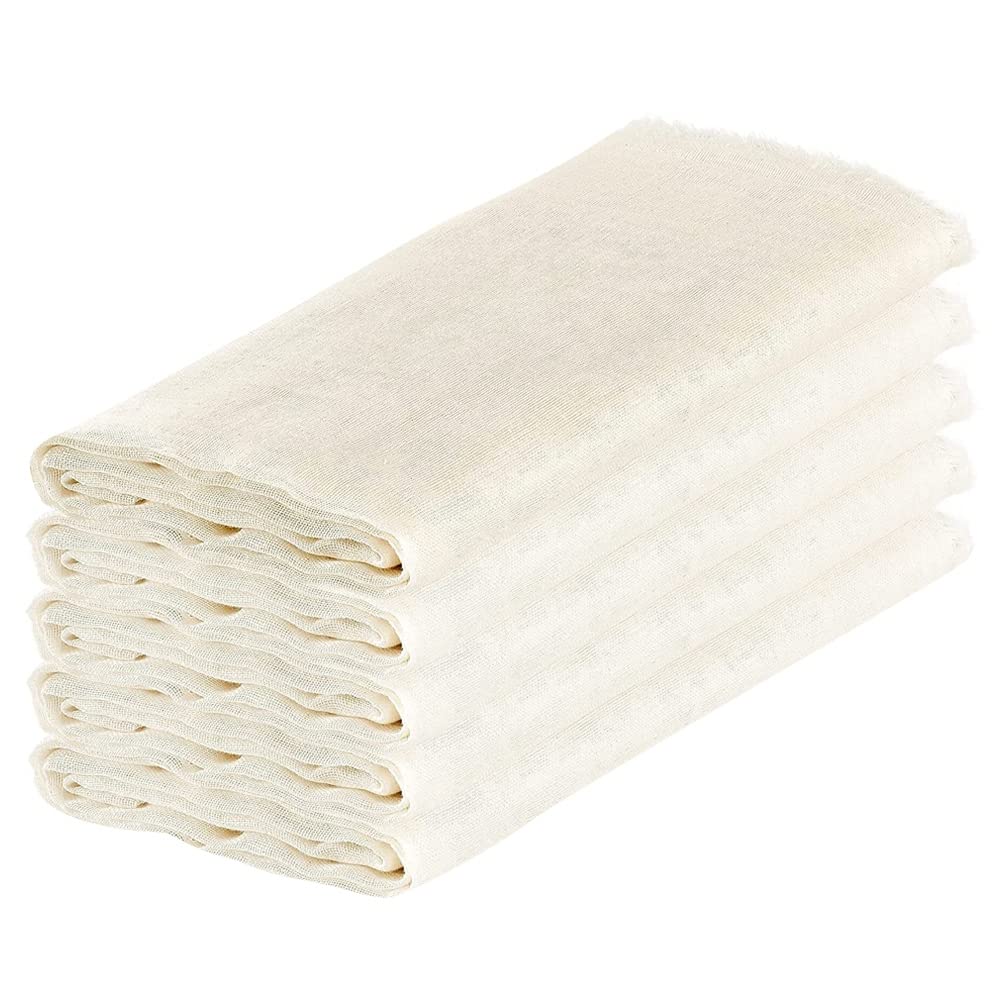 pizarra Muslin Cloths for Cooking, Pack of 5 (50X50CM), Unbleached, Cotton Reusable and Washable Cheese Cloths for Straining