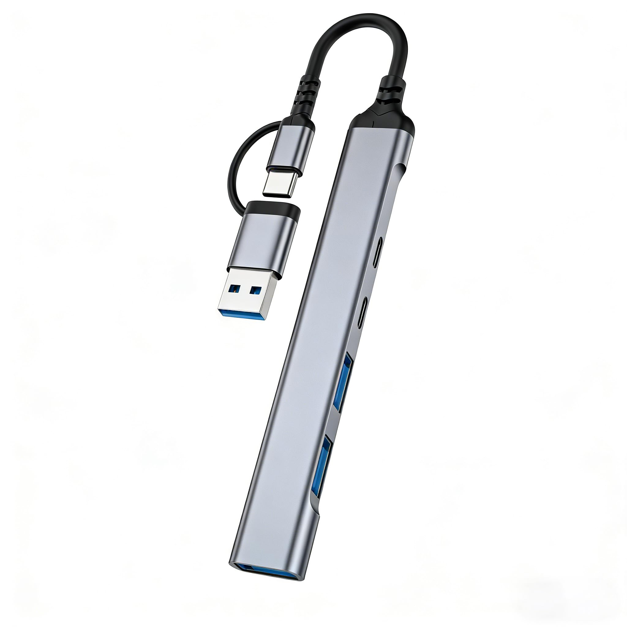 USB ハブ Type-C Type-A 両方 5ポート2* USB-C 3.0と3* USB-A 3.0 データ転送 軽量 変換アダプター 5in 1 Type-C 拡張ハブ 増設 コンピュータアクセサリ用の超薄型ポータブルUSBスプリッタアダプ、タラップトップ、 Mac Pro、Chromebook、iPad Pro、Galaxy S10/S9/S8 Plusなど対応