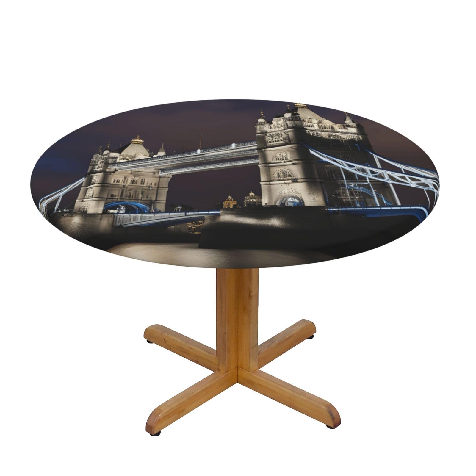 Tower Bridge In London Print Wipe Clean Oval Tablecloth Stain-Resistant Dining Table Accessories Table Protector For Home