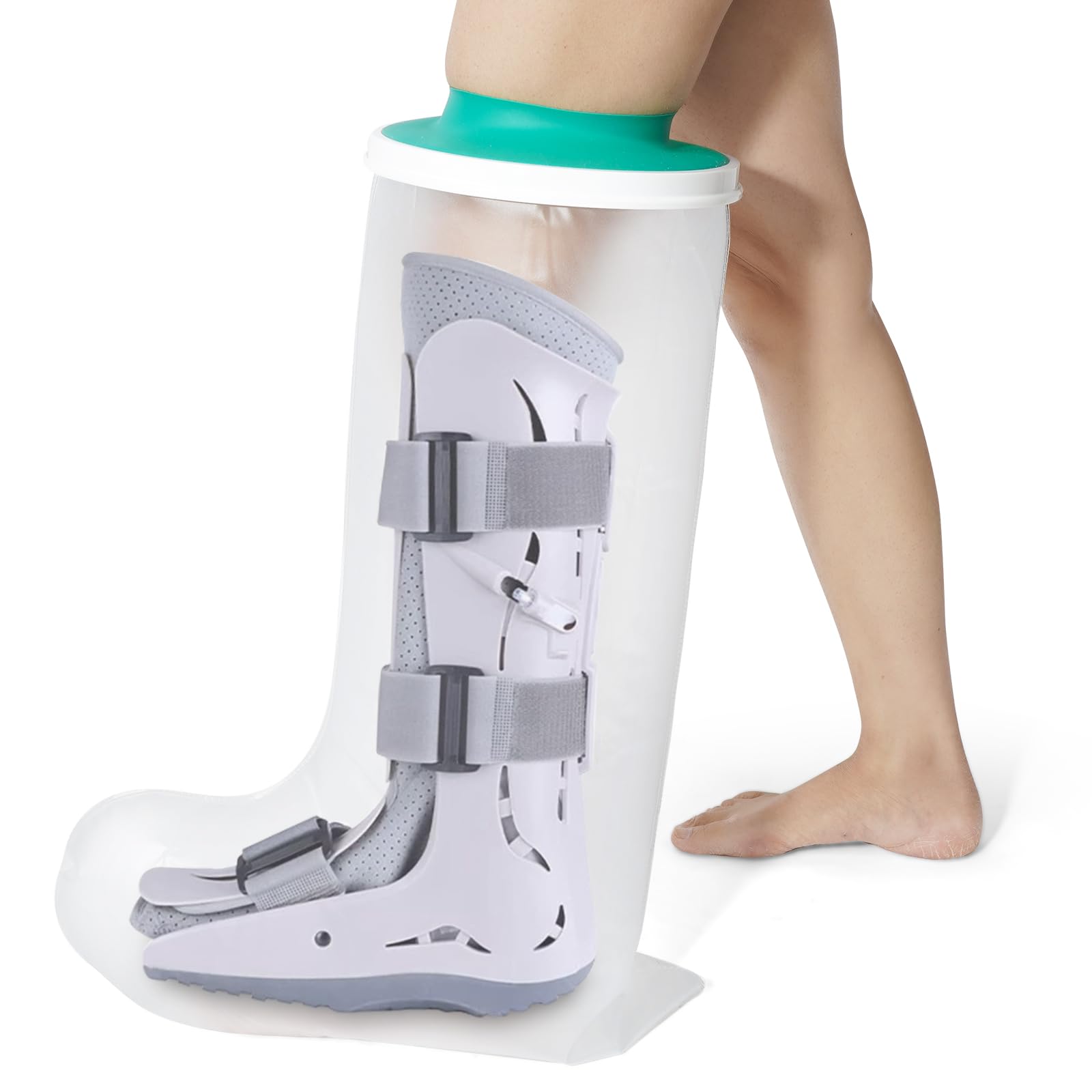 Divvsck Waterproof Leg Cast Cover for Shower Bath, Extra Wide Adult Leg Cast Shower Protector, Watertight Seal Cast Cover Leg for Knee Foot Ankle, No