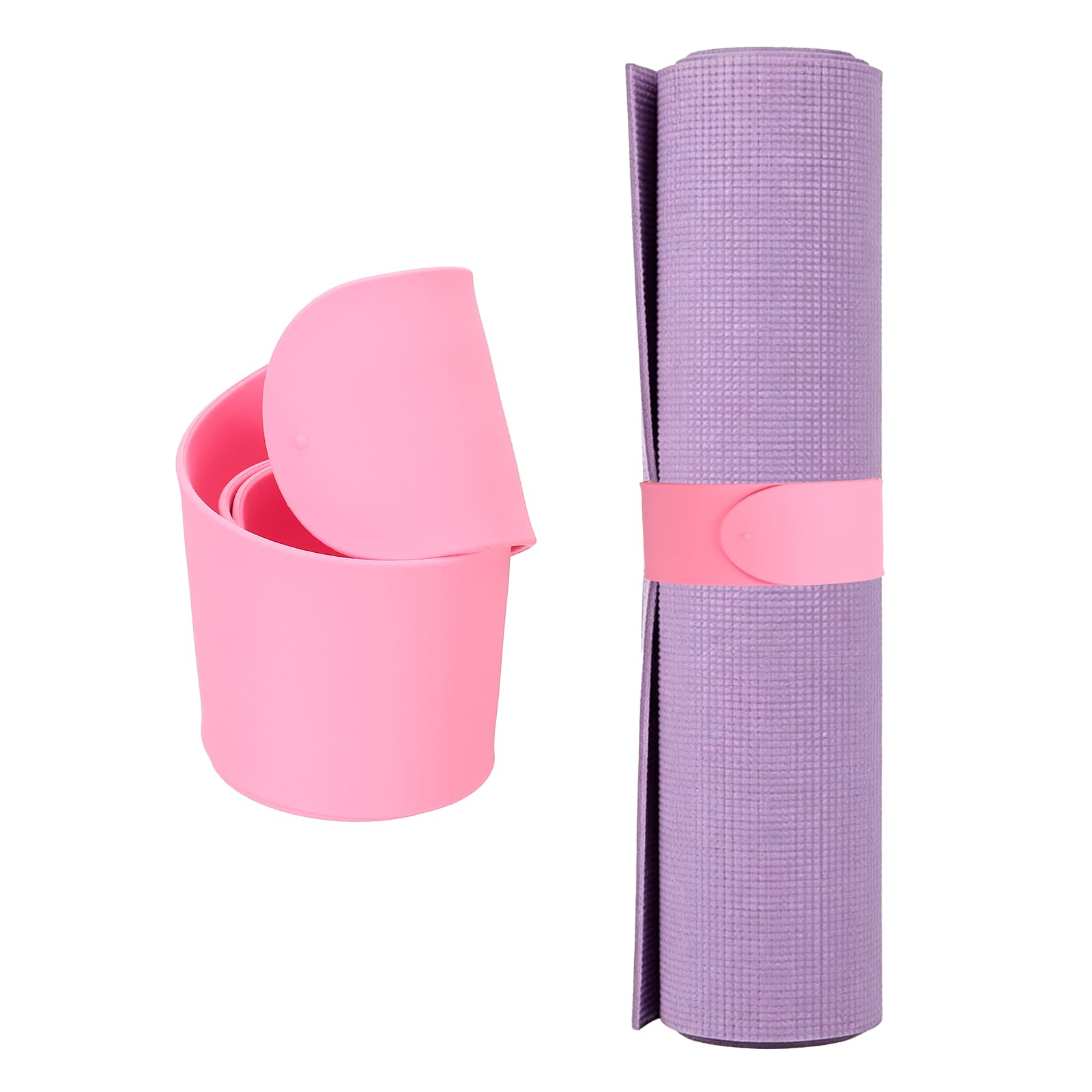 YELARXI Yoga Mat Strap Slap Band, One Snap Yoga Mat Slap Band for Keep Mats Tightly Rolled Adjustable Exercise Mat Sling Holder - Fitting for (Women Pilates/Gym Workout), Light Pink