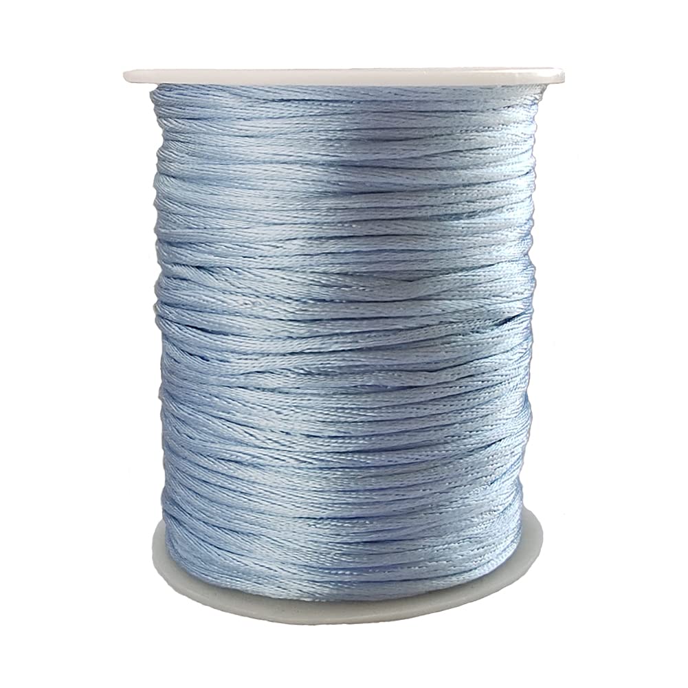 1.5mm Nylon Satin Cord Thread Beading String for Macrame Bracelets Chinese Knotting,Necklaces,Jewelry Making 109 Yards (Light Blue)
