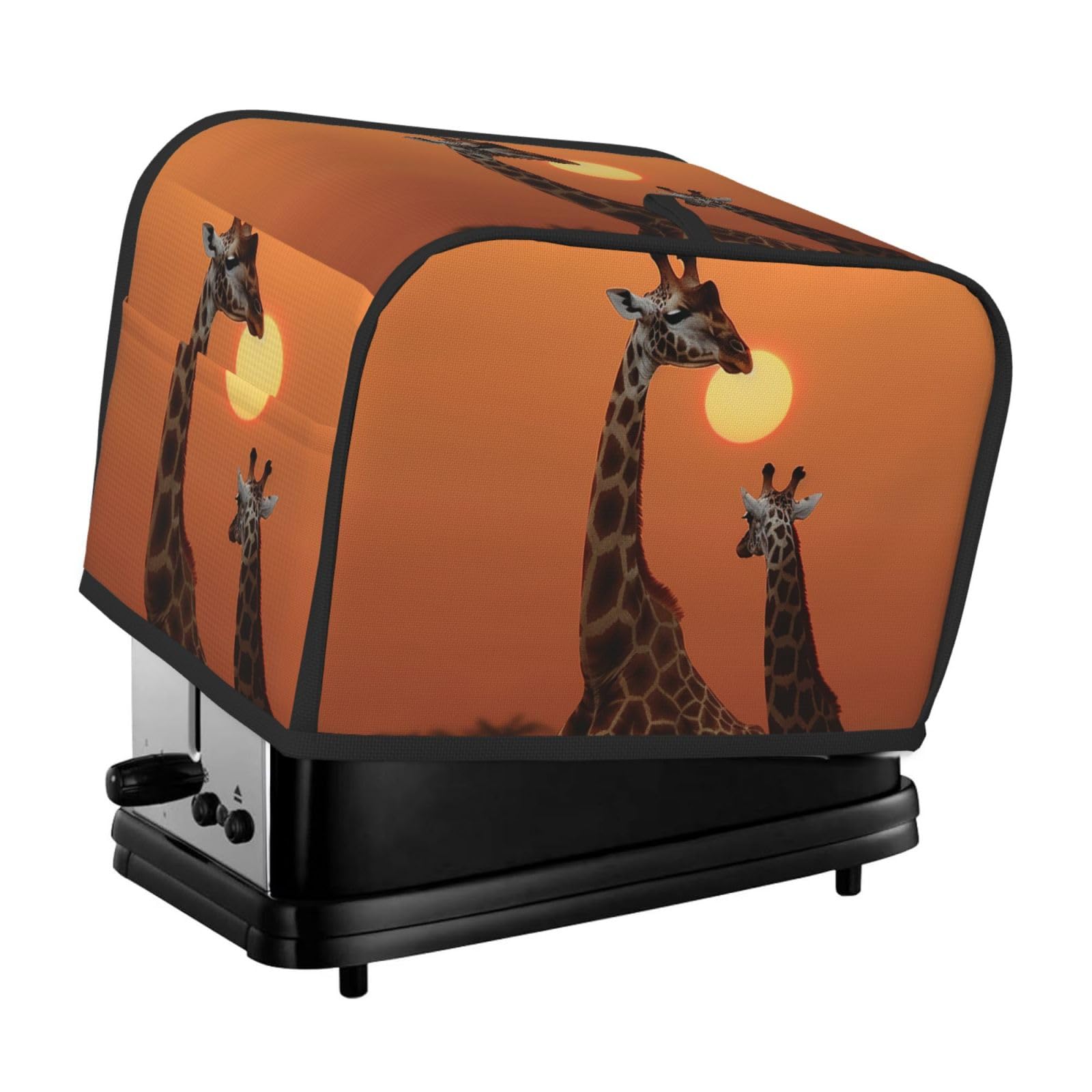 Fodpand Black Toaster Covers 2 Slice Giraffe At Sunset Bread Machine Cover Quilted Toaster Dustproof Cover Washable Appliance Cover Bread Maker Protective For Kitchen Small Appliance